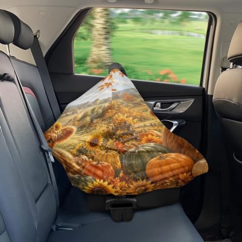 Image of Wanyint Car Seat Covers Baby Car Canopy Shopping Cart Scarf Lightweight Stroller Cover Women Mother Nursing Breastfeeding Covers Fall Decoration, Highland Cow Pumpkin Fall