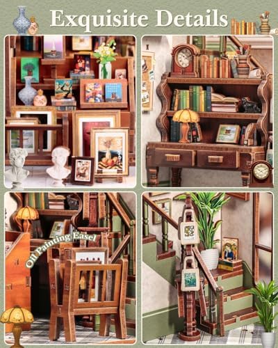 CUTEBEE Book Nook Kit - DIY Miniature House Dollhouse Kit for Adults - 4