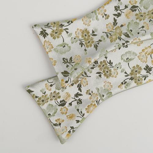 Image of Alizeal Mens 2pcs Floral Bow Tie Set | Self-tied Elegant Pocket Square Set for Wedding