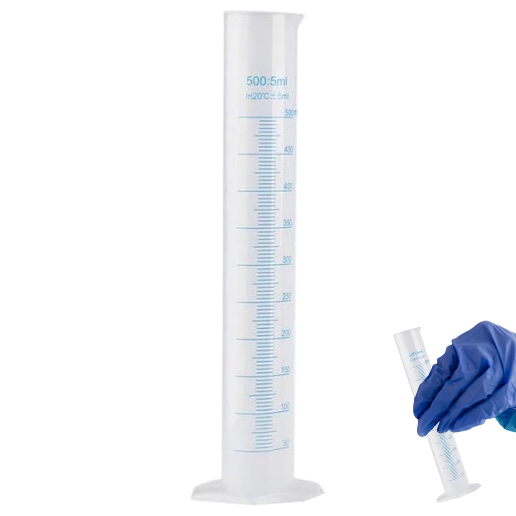 Cylindre gradué en plastique, tube à essai de 500 ml d'hydromètre avec échelle claire, cylindre de mesure portable pour les sciences la maison et l'école, laboratoire, 250 ml gradués