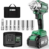 KIMO Cordless Impact Wrench, 1200N.m/900ft-lbs, 4000 RPM, 7Sockets High Torque Impact Wrench with 3/8' Chuck, 4000mAh Li-ion Battery, Fast Charger, Variable Modes Power Impact Driver for Car Tires