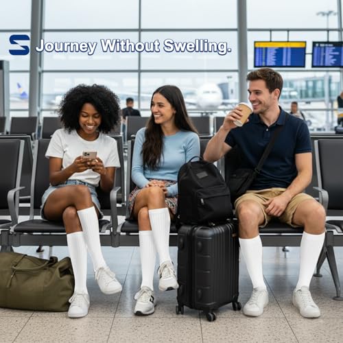 Image of Sooverki Compression Socks for Women and Men Circulation (3 /4 Pairs) is Best Support for Running Athletic Cycling Hiking
