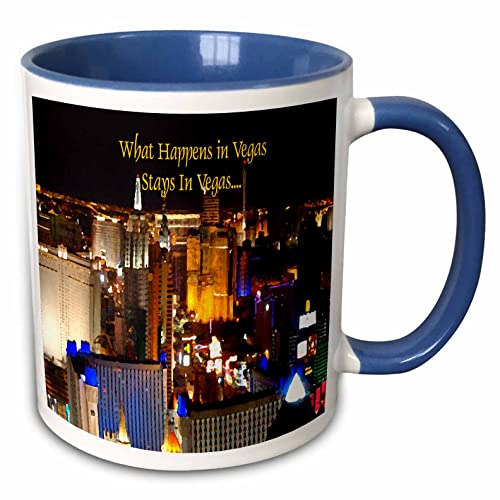 3dRose mug_4398_6 What Happens in Vegas Stays In Vegas - Two Tone Blue Mug, Multicolored, 11 oz