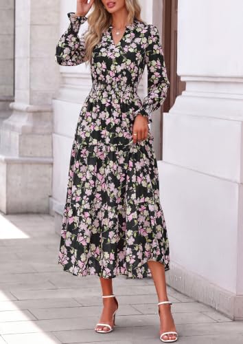 PRETTYGARDEN Women's Floral Maxi Dress Fall A Line Wedding Guest Dresses - image 7