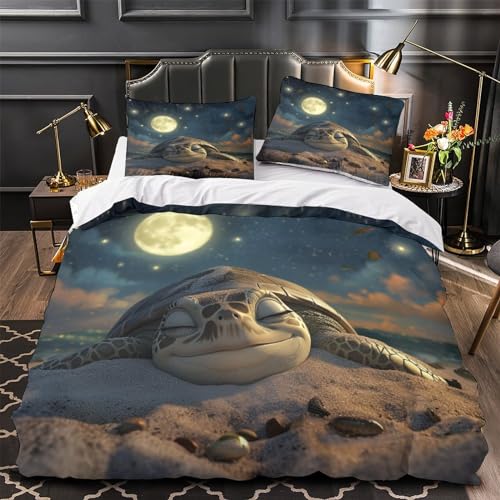 Housse de couette tortue anti-plis en microfibre douce 200x200cm