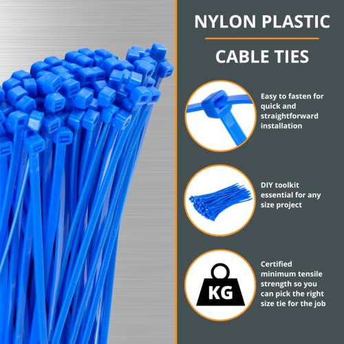 Image of GTSE 12 inch Blue Zip Ties, 100 Pack, 40lb Strength, UV Resistant Long Nylon Cable Ties, Self-Locking 12 Inch Tie Wraps