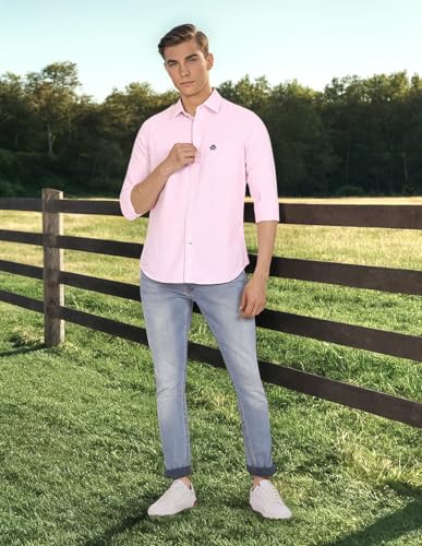 Image of U.S. Polo ASSN. Men's Solid Spread Collar Premium Cotton Oxford Tailored Fit Shirt