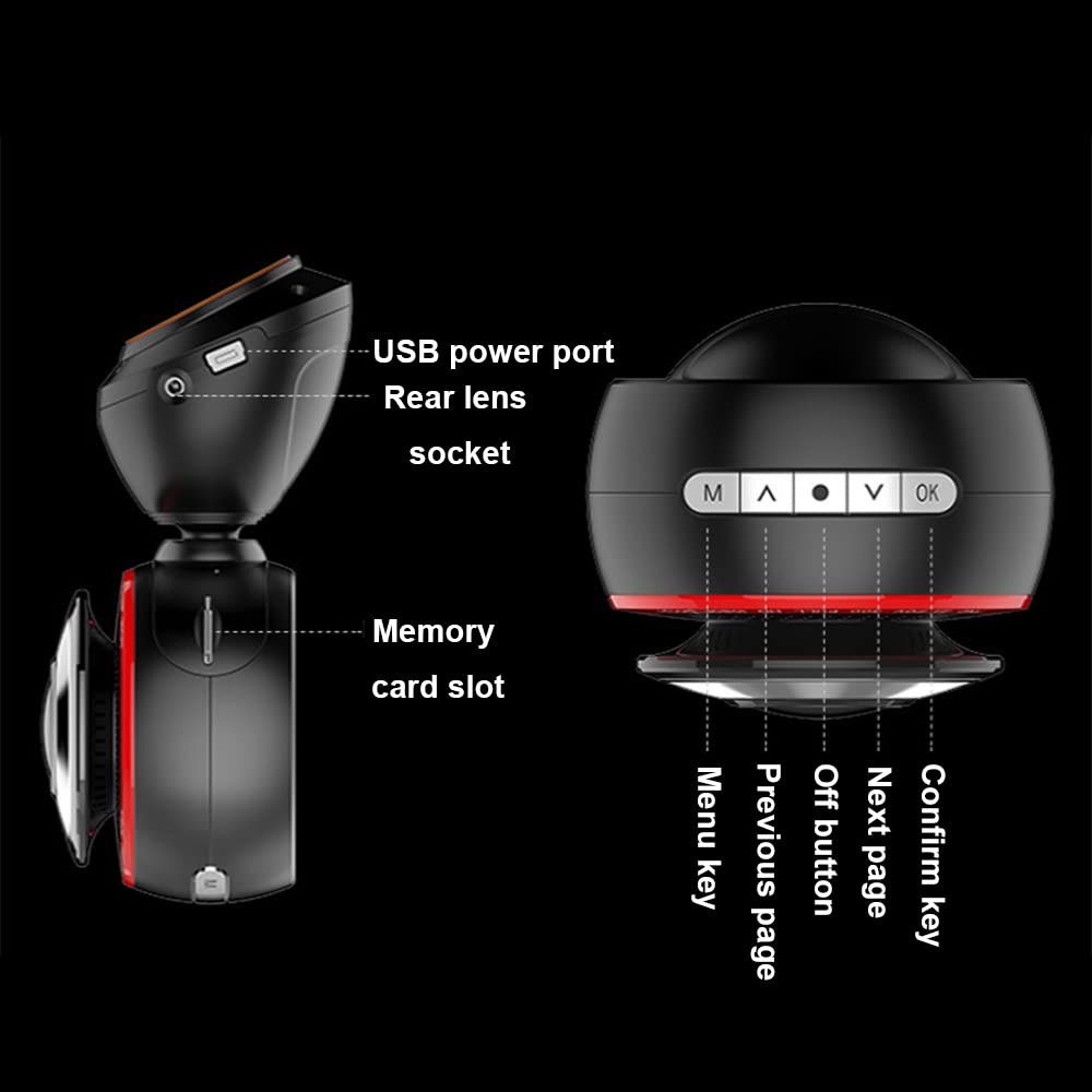 Riloer 1080p HD Specchietto retrovisore Ruotabile a 360 gradi Dash Cam per auto, Connessione telefonica Wi-Fi disponibile