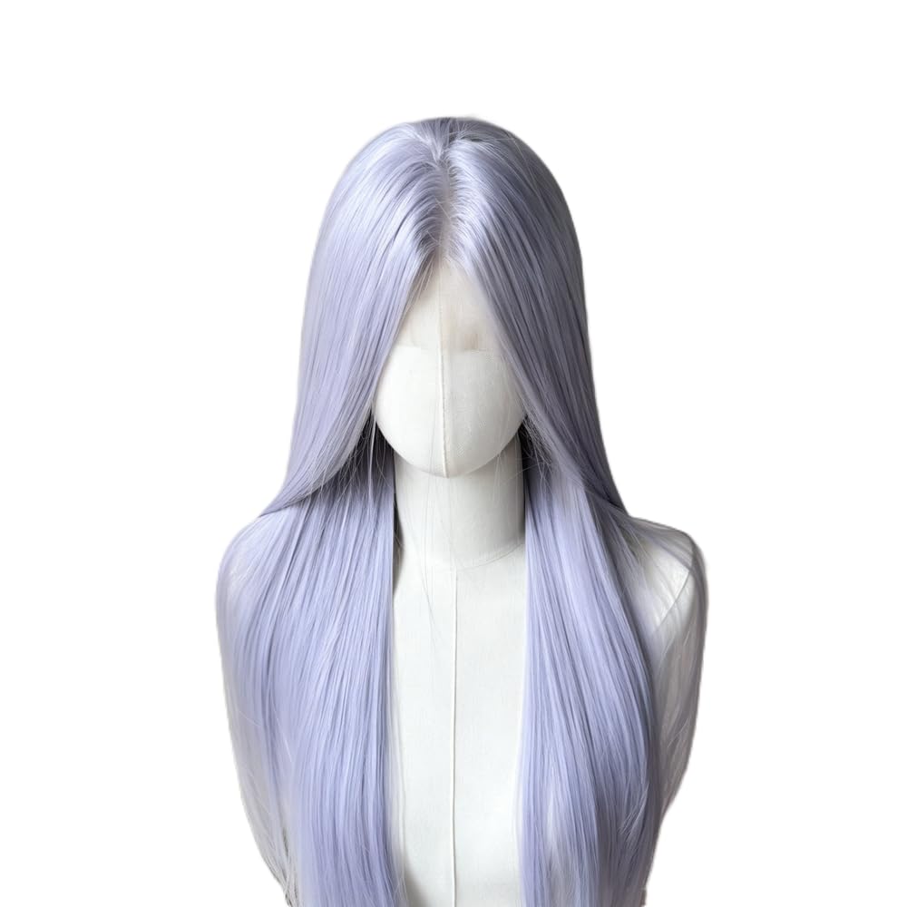 Haarpflege Frauen Gerade Natürliche Silber Lila Perücke 13 * 4 Spitze Vorne Für Cosplay