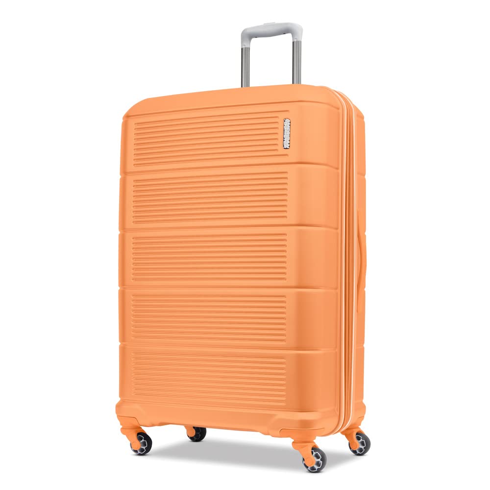 American Tourister Stratum 2.0 Expandable Hardside Luggage with Spinner Wheels, 28-Inch Checked-Large, Papaya