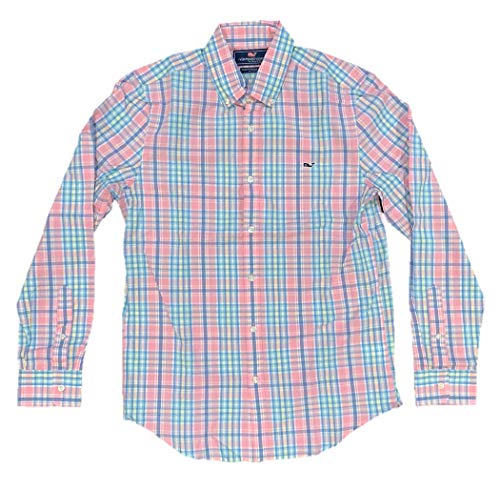 Vineyard Vines Men's Slim Fit Whale Shirt Button Down Dress Shirt (Small, Beach Plum/Dawn Pink)