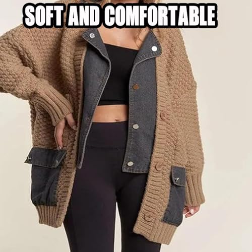 Dearlassie Denim Cardigan, Dearlassie Cardigan with Denim for Women, Denim Cardigan with Pockets (Black,S)3