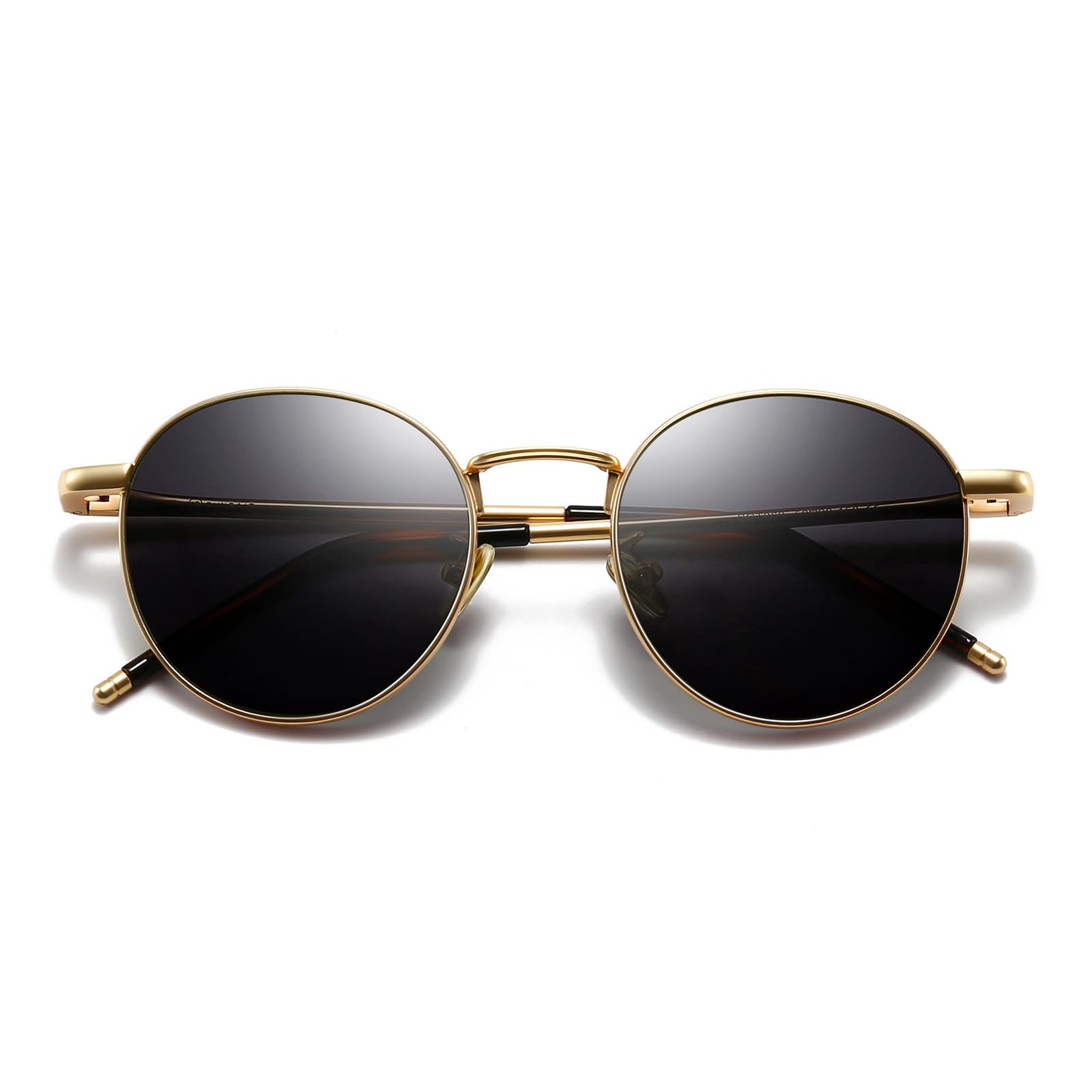 SUNGAIT Ponderable Metal Round Sunglasses for Men Women Classic Vintage Polarized Circle Sun Glasses