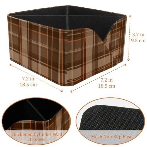 Porte-stylos rectangulaire marron écossais à double compartiment bureau - 4