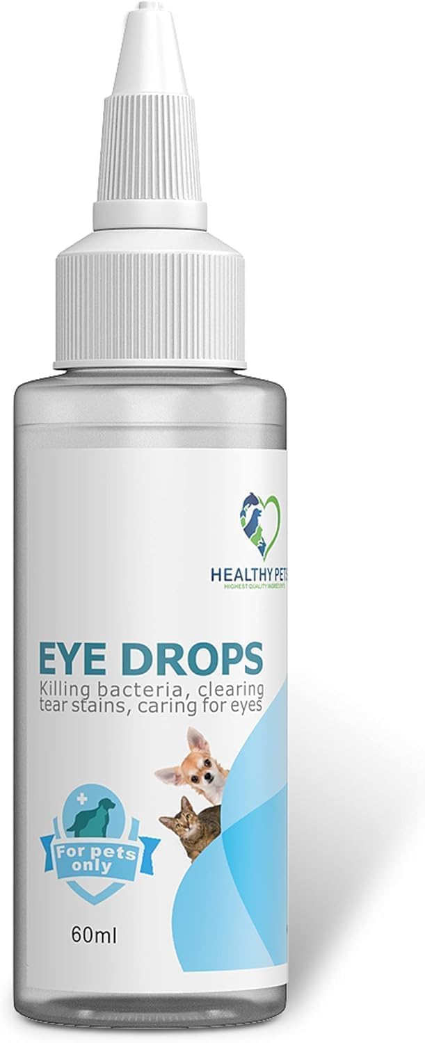 Healthy Pets Gotas para Ojos de Perros y Gatos 60ml - Lavado de Ojos Anti-inflamatorio para Perros y Gatos - Gotas para Infecciones Oculares - Loción Ocular Hidratante
