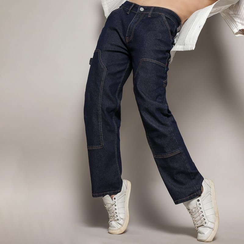 Image of CAHOOT Men's Denim Jeans for Casual Wear | Medium-Wash | Regular Fit | 5 Pockets | Button Closure | Denim Jeans Crafted with Comfort Fit for Casual Wear