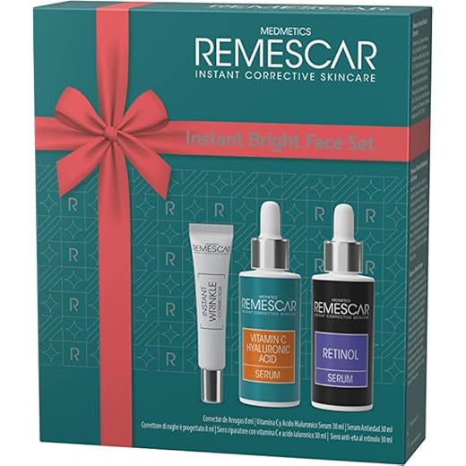 Remescar Set de Belleza y Antienvejecimiento de Regalo - Corrector de Arrugas Instantáneo 8ml Serum de Día con Vitamina C y Ácido Hialurónico 30ml Serum de Retinol para la noch