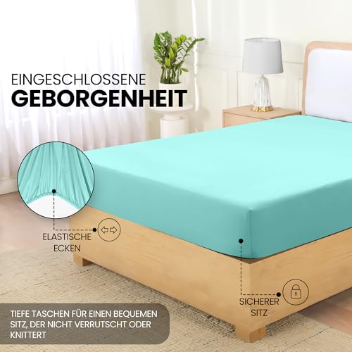 Utopia Bedding - Spannbettlaken 180x200cm - Spa Blau - Gebürstete Polyester-Mikrofaser Spannbetttuch - 35 cm Tiefe Tasche 4