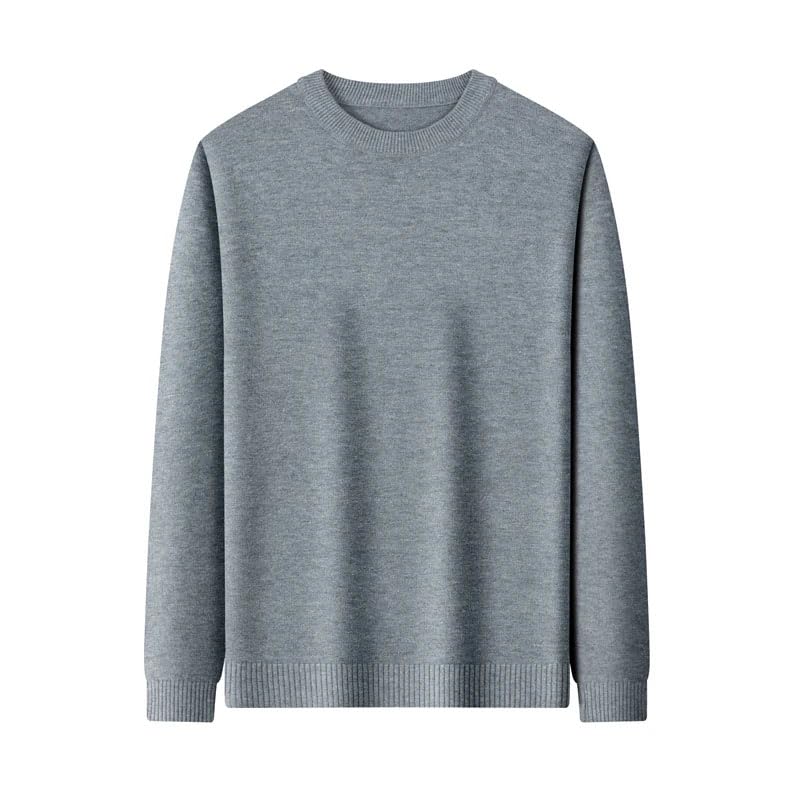 Men's Round Neck Long Sleeved Solid Sweater Soft Warm Comfortable Bottom Pullover Top3