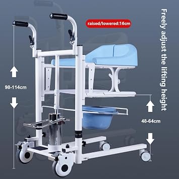 Hydraulic Patient Lift with Assisted Upper Body Lift Rack for Home Wheelchair Lift Transfer Chair, Car Lift Bedside Commode Chair Lift Aid, Adjustable Height Bathroom Patient Lift Transfer