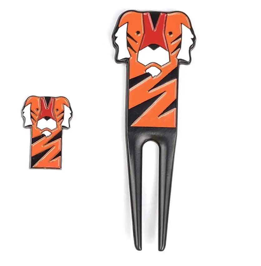 SharkskinzzTiger Divot Tool and Ball Marker Gift Set | Golf Ball Mark Repair Tool and Ball Marker Combo | Perfect Golf Gift