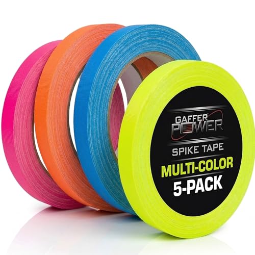 Gaffer Power Spike Tape 5-Pack &ndash; Fluorescent Neon Gaffer Tape for Stage, Floor Marking & Cable...