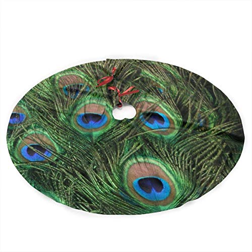 Falda para árbol de Navidad de ARRISLIFE, con diseño de pompa rosa, para decoración de fiestas (36 pulgadas) – plumas de pavo real