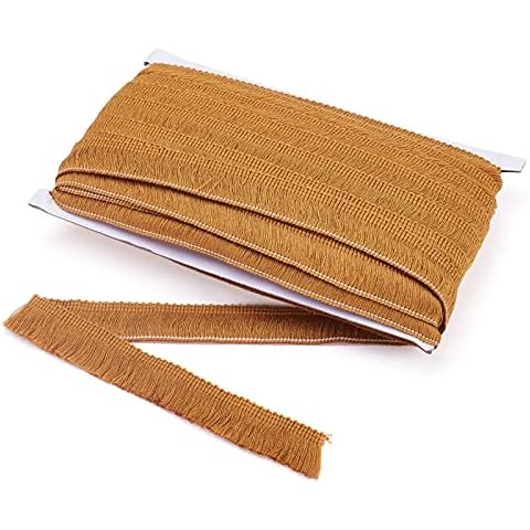 KISSITTY 27 Yards Fringe Trim Tassel 1 Inch Polyester Fibre Lace Ribbon Trim for Sewing Clotheing Home Decors, Dark Goldenrod Cover