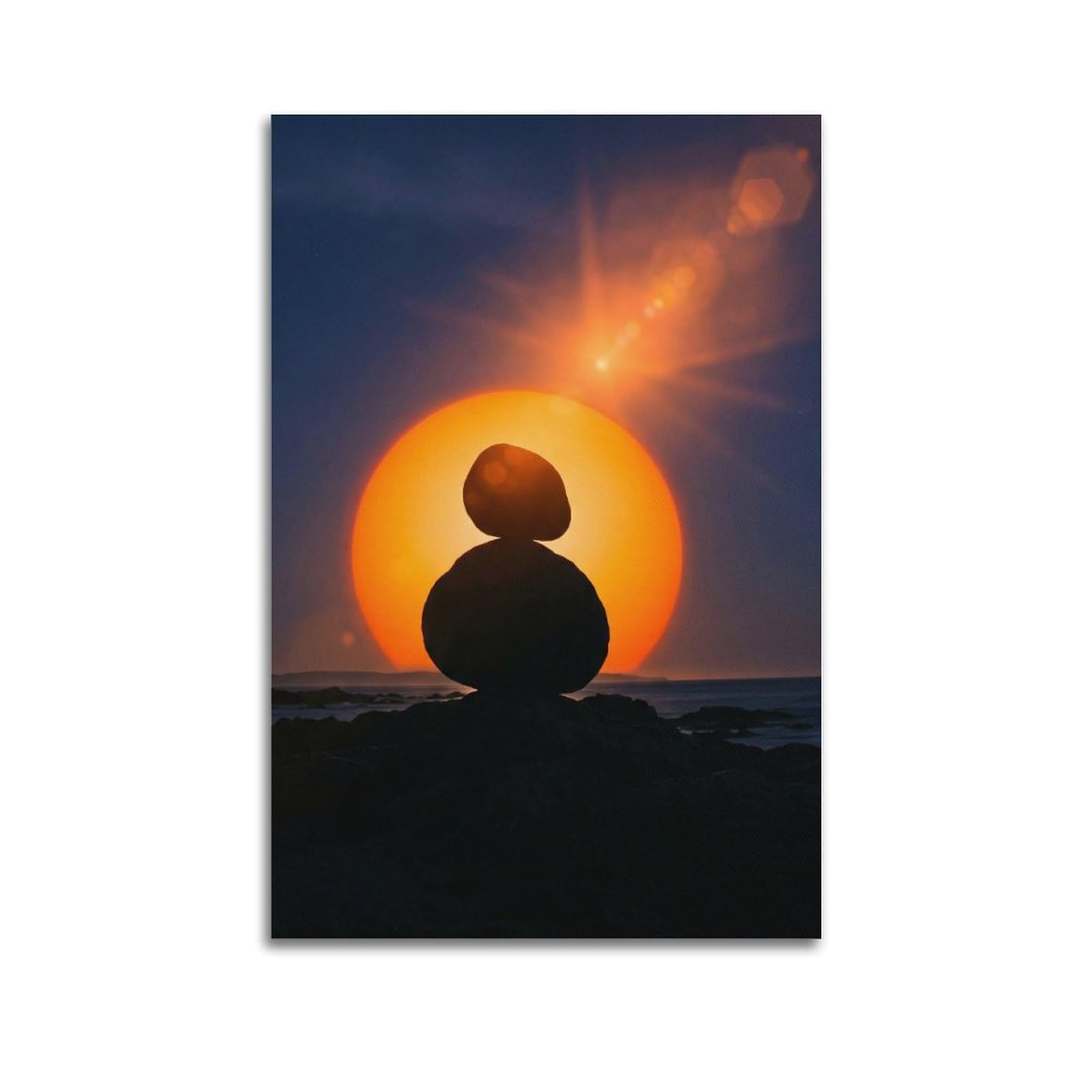 XKUGA Zen Balance Poster Minimalist Stone Silhouette Sun Meditation Modern Decorative Canvas Prints - Ideal Wall Art for Family, Man Cave, Game Room, Boys & Girls Bedroom 24x36inch(60x90cm)