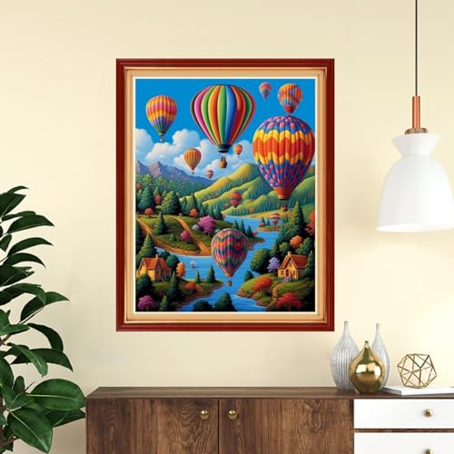 Image of DMCVIVR Stamped Cross Stitch Kits for Adults Beginners Embroidery Kits 11CT Needlepoint Kits Cross Stitch Patterns Embroidery Patterns-Rainbow Hot Air Balloon 16x20 inch, Handicrafts 09