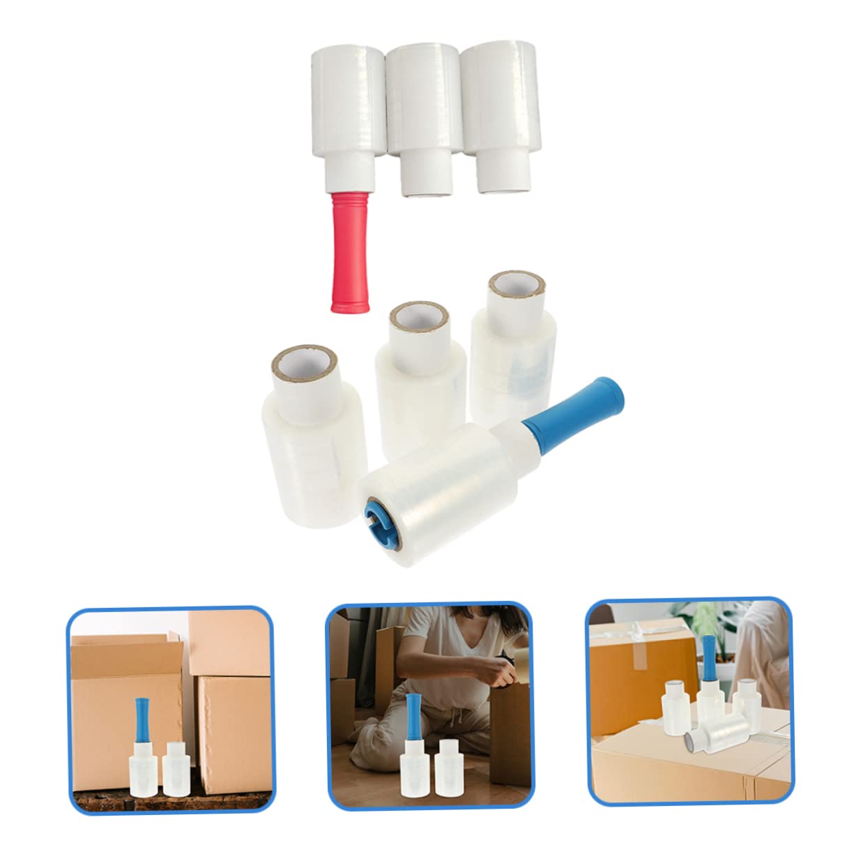 SHINEOFI Membrana De Manija Film Estirable Industrial De Film Retráctil Autoadhesivo Transparente Para Mudanzas De Estirable Para Cajas y Objetos