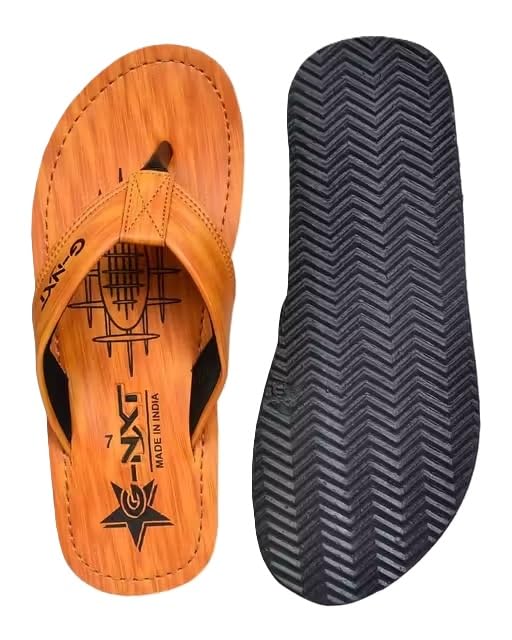 Image of Men's Printed Synthetic Flip Flops Slippers Comfortable Slip On Pair Rubber Sole Casual Chappals For Home Outdoor Use 90