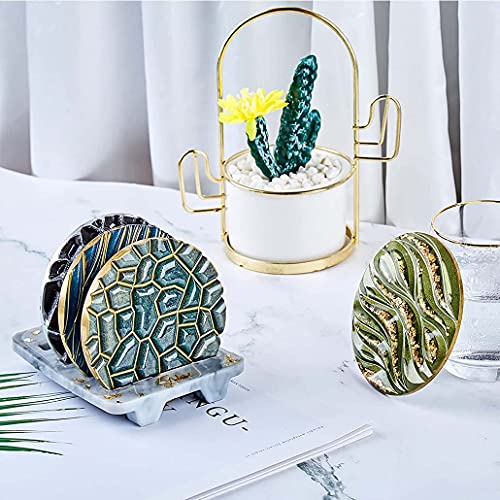 5 pieces Resin Molds for Coaster Sets Round Silicone Molds for Resin Epoxy Coaster Molds with Stand Holder Silicone Cup Mats Rack Epoxy Casting for Resin Arts Home Decoration - Image 4