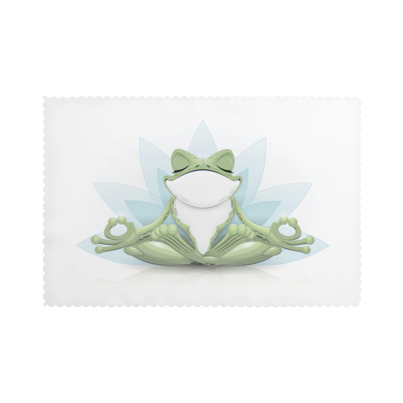Funny Yoga Frog Print Placemats Set Of 6, 12x18 Inch Polyester Washable Heat Resistant Kitchen Dining Table Mats