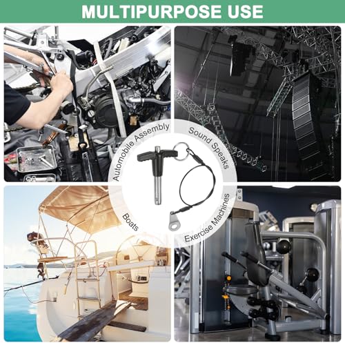 M METERXITY T-Griff-Sperrstift, 5/16 [8mm] Durchmesser, 25/32 [20mm] Verwendungslänge Druckknopf-Schnellverschluss-Stifte mit Lanyard-Kabel [304 Edelstahl]