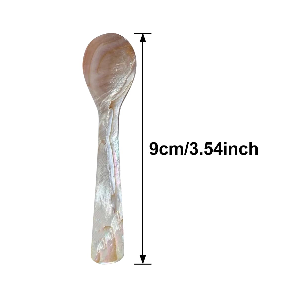 Queenbox 3.5in 2pcs Shell Caviar Spoons, Mother of Pearl Texture Round Spoons for Home Food Dessert Sauce Restaurant Serving, Coffee