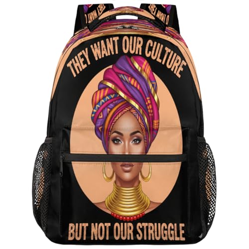 Mochila para laptop de 15.6 pulgadas con diseño africano negro el regalo perfecto para estudiantes