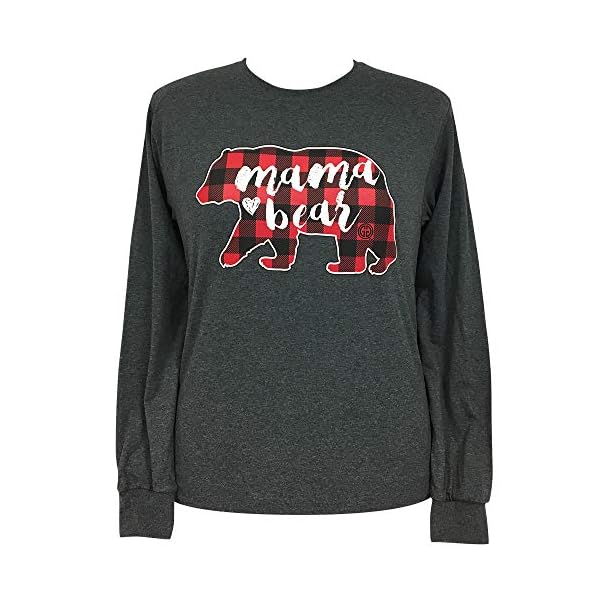 Girlie-Girl-Originals-Mama-Bear-Plaid-Black-Heather-Long-Sleeve-T-Shirt Girlie Girl Originals Mama Bear Plaid Black Heather Long Sleeve T-Shirt (Small)