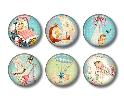Baby Blue Magnets - Fridge Magnets - Baby Boy - 6 Magnets - 1.5 Inch Magnets - Kitchen Magnets