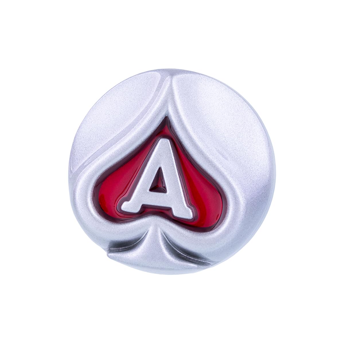 United Pacific 71041 Ace of Spades Air Valve Knob, Liquid Silver with Gloss Red Inlay