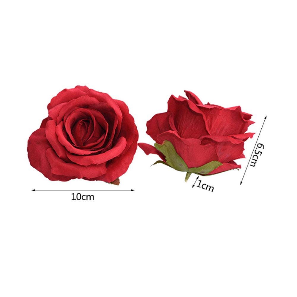 Kesote Kunstbloemkoppen, 50 stuks, kunstbloemen, rozen, voor bruiloft, feest, decoratie, doe-het-zelf (diameter 4 cm, groen