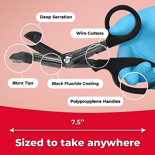 Ever Ready First Aid Autoclavable Titanium Bonded Bandage Shears 7 1/4" Bent - Tactical Stealth Black (Tactical Black Single Pack) - Image 4