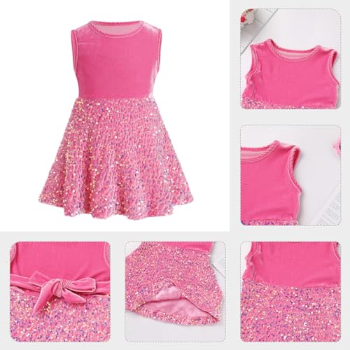 Toddler Baby Girls' Velvet Sequin Sleeveless Dress Autumn Winter Christmas Gown Dresses4