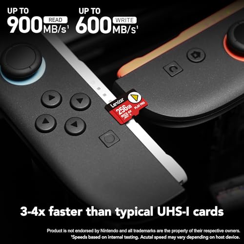 Image of Lexar 256GB Play PRO microSD Express Card, UHS-I, C10, U3, V30, Full HD, 4K, Up to 900 /600 MB /s Memory Card, Compatible w /Nintendo-Switch 2, ASUS ROG Ally, Steam Deck, Gaming (LMSXPS0256G-BNNNU)