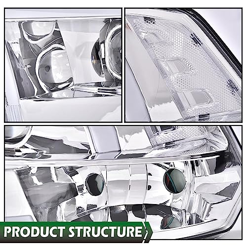 Image of GRAND ORANGE LED Headlights Assembly, Compatible with Dodge Ram 1500 2500 3500 2009-2012 Left Driver & Right Passenger Side Clear Lens Chrome Housing Clear Reflector