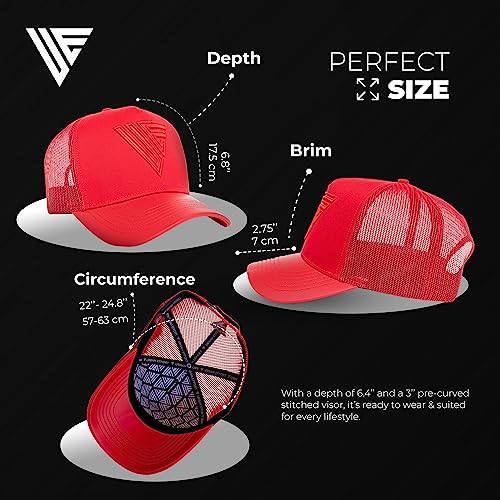 Image of Urban Effort Mesh Back Cap - for Men Baseball Hat 5-Panel Trucker Hat Snapback Closure for Outdoors (Trucker Hat, Red)