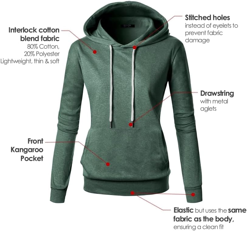GIVON Women's Essential Pullover Hoodie Lightweight Long Sleeve Comfort Sweatshirt for Everyday Wear - Image 6