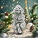 Redvigh Artificial Mini Christmas Tree 4PCS, Mini Sisal Snow Frost Trees Winter Mini Pine with Wood Base for Christmas Winter Decoration