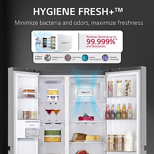 Image of LG 655 L Frost-Free Inverter Wi-Fi Side-By-Side Refrigerator (GL-B257EPZX, Shiny Steel, Door Cooling+ with Hygiene Fresh)