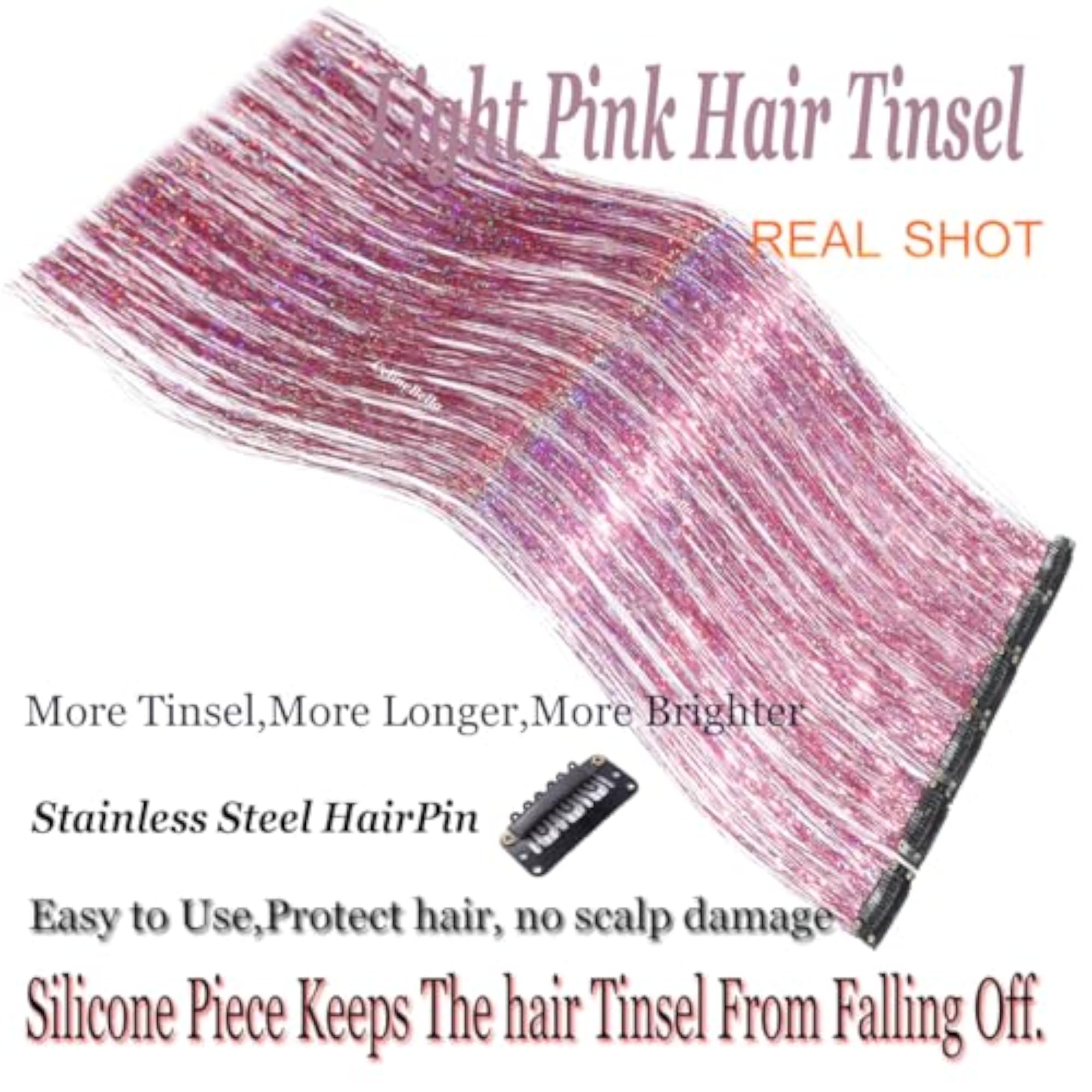 2pc Heat Resistant Tinsel Hair Strands, 24 Inch